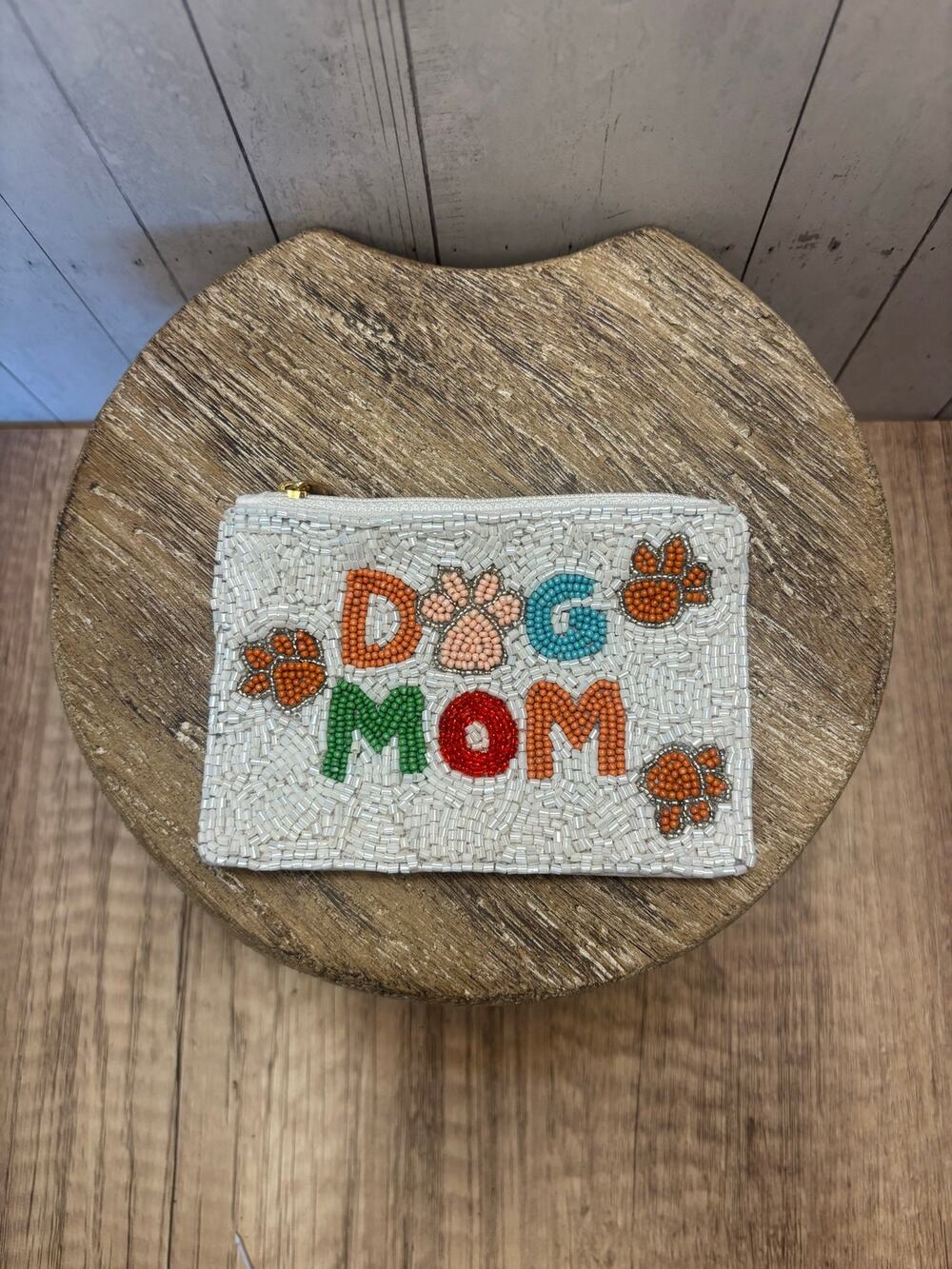 Beaded White Coin Purse Dog mom Multicolor  Summer  Womens Travel Pouch NEW!